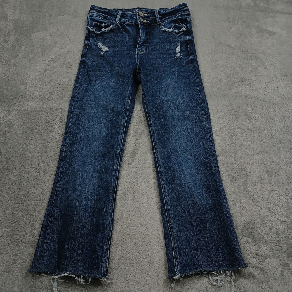 BKE Jeans Womens 26 Blue Denim Bootcut Cropped Casual High Rise Frayed